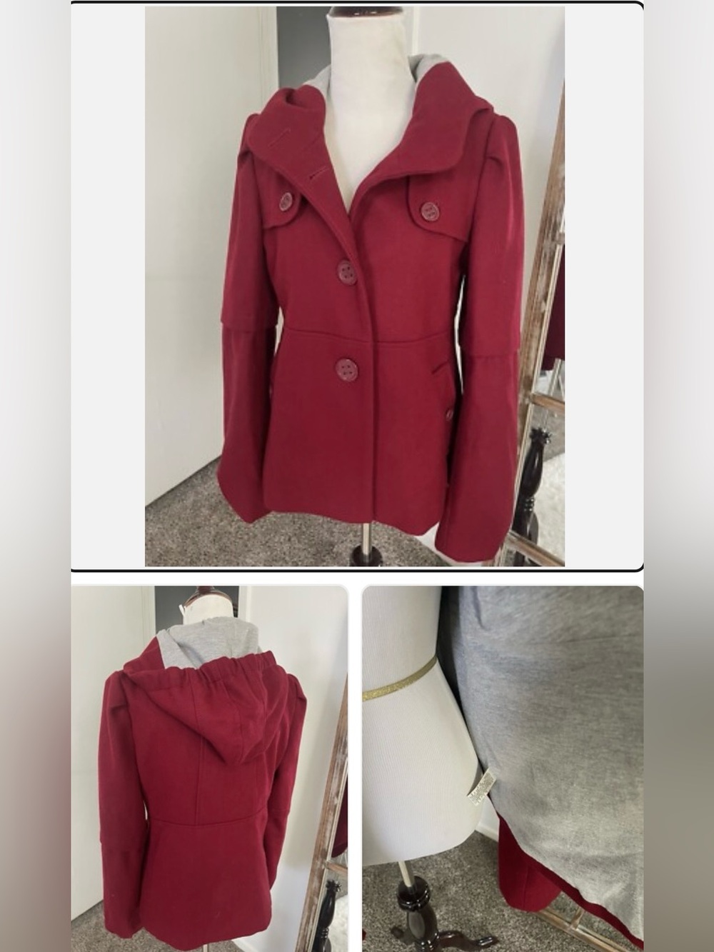 Anthropologie Elevenses Barbette Pea Coat Womens Size 4